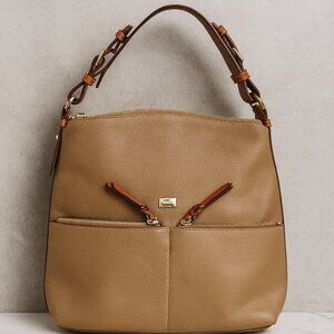 Michael Kors Pebbled Leather Hobo Shoulder Bag Tan Brown